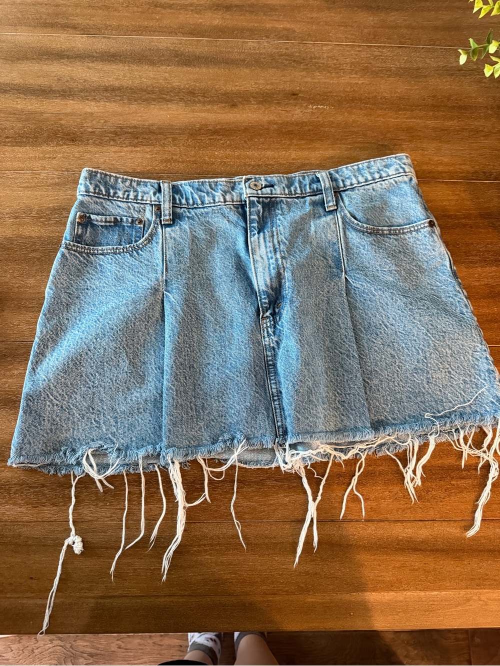 Abercrombie Light Blue Distressed Denim Mini Skirt